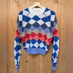 Free People Riley Pullover Argyle Sweater